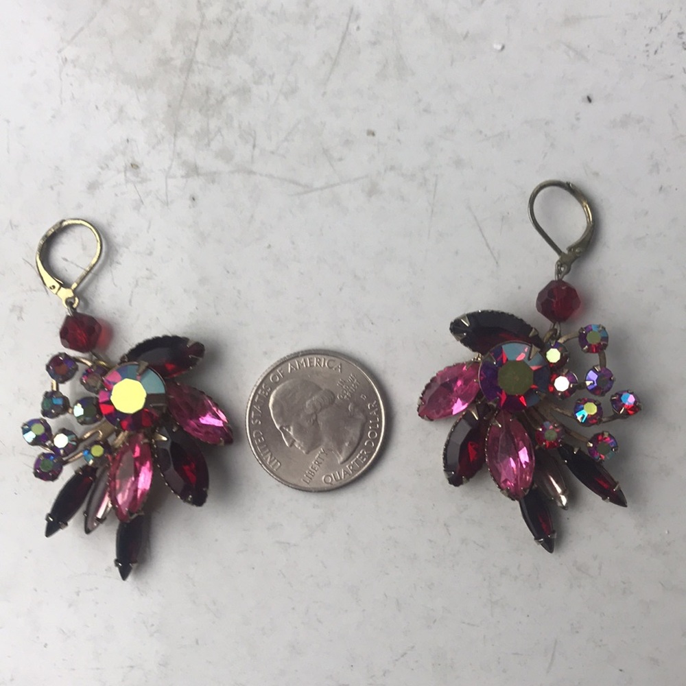 vintage antique crystal rhinestone dangle earrings - Picture 5 of 5
